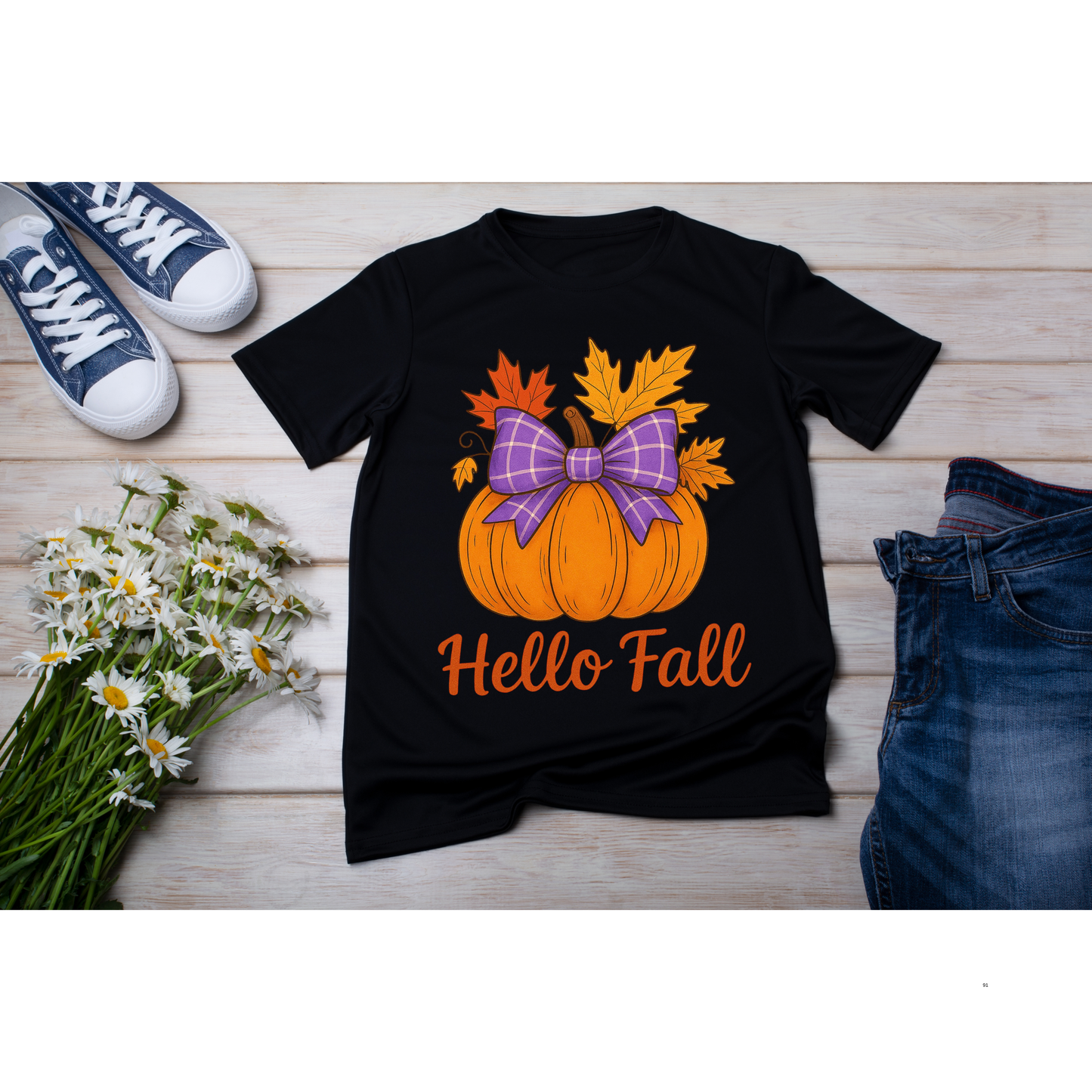 Hello Fall PNG | Pumpkin Clipart with Bow | Autumn Tumbler Sublimation, Fall Shirt Design, Thanksgiving Mug Printable, 300 DPI Digital Dow