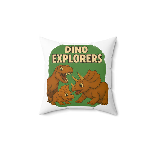 Dino Explorers Kids Pillow – Cute Cartoon Dinosaur Decorative Throw Pillow