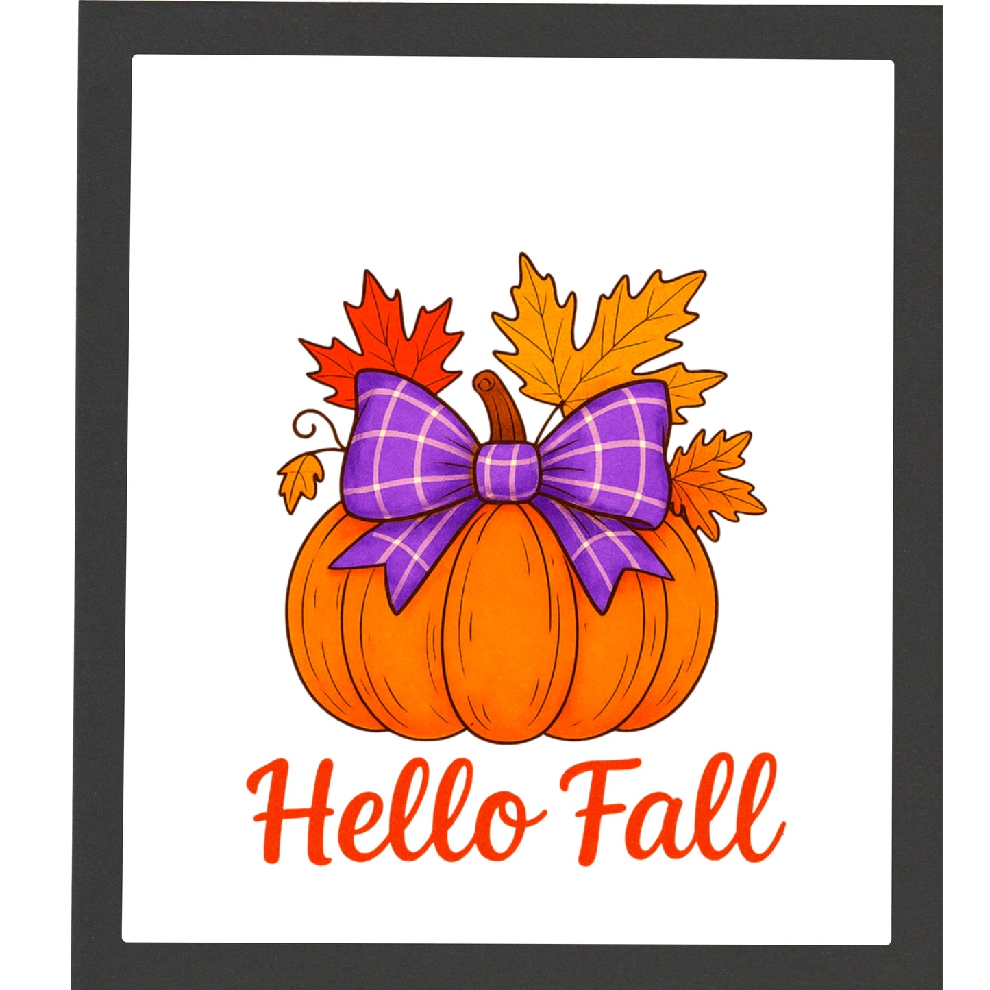 Hello Fall PNG | Pumpkin Clipart with Bow | Autumn Tumbler Sublimation, Fall Shirt Design, Thanksgiving Mug Printable, 300 DPI Digital Dow