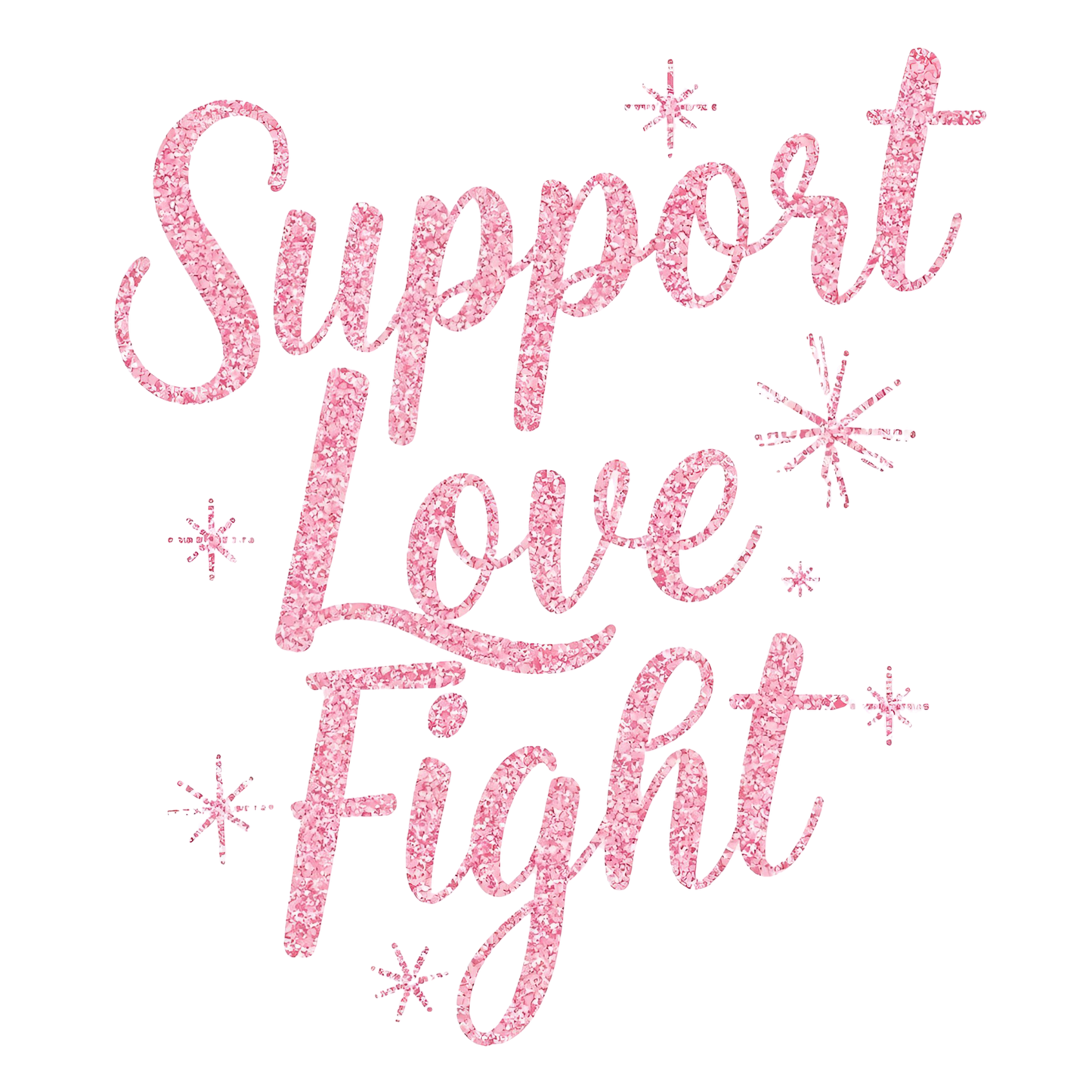 Pink Glitter Breast Cancer Awareness Bundle – “We Fight Together”, “Faith Hope Strength”, “ 2 Support Love Fight”, and “Together We Win” Inspirational Quotes PNG Set